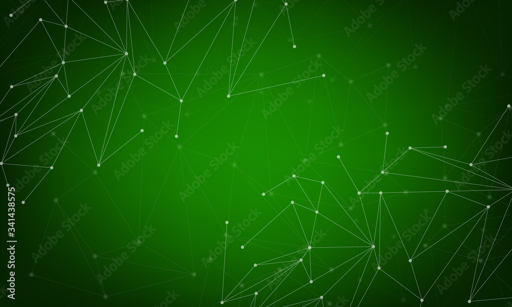 Fototapeta premium Abstract polygonal space low poly dark background with connecting dots and lines. Connection structure. Vector science background. Polygonal vector. Green