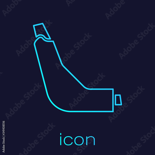 Turquoise line Inhaler icon isolated on blue background. Breather for cough relief, inhalation, allergic patient.  Vector Illustration