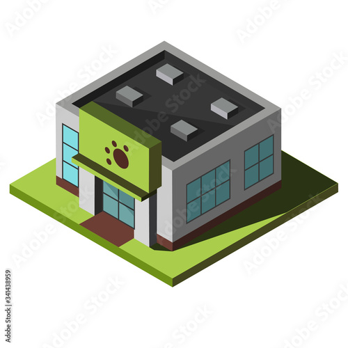 Isometric style. Hotel icon for pets. Vector illustration Isolated on a white background.
