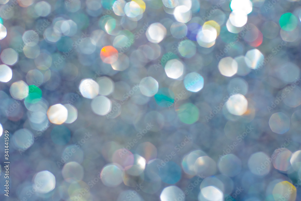 Golden silver glitter bokeh blurred abstract background overlay