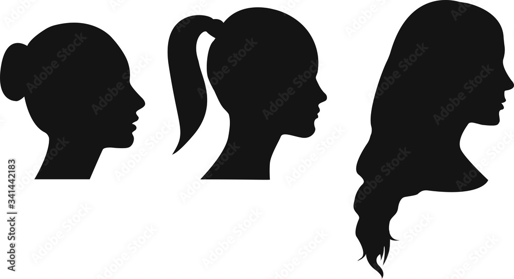 Three women silhouette face
