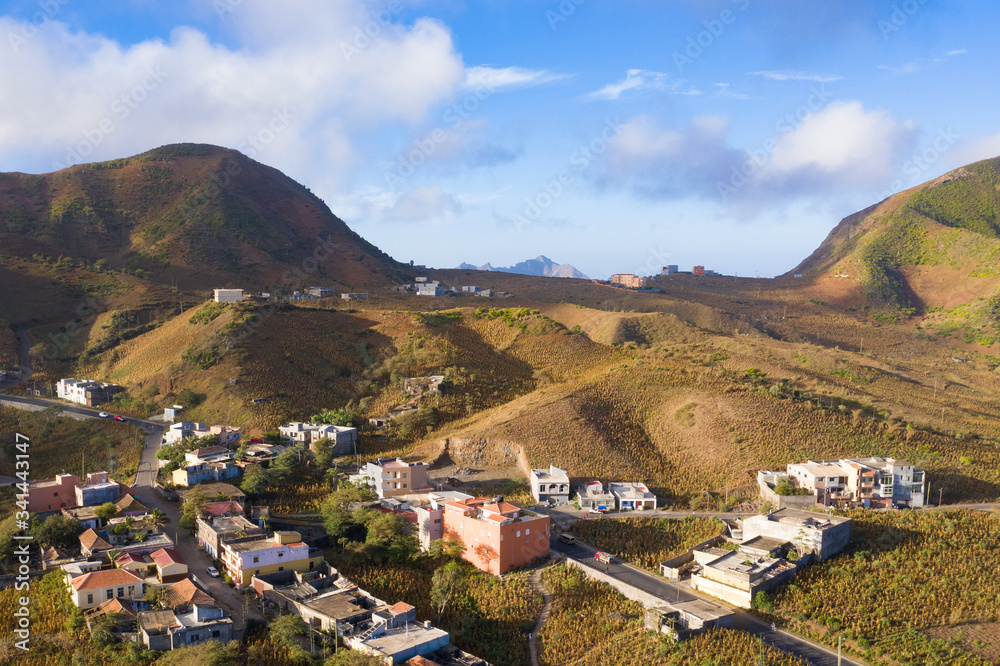 Aerial view of Rebeirao Manuel in Santiago island in Cape Verde - Cabo Verde