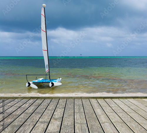 Empty wooden platform with ...
