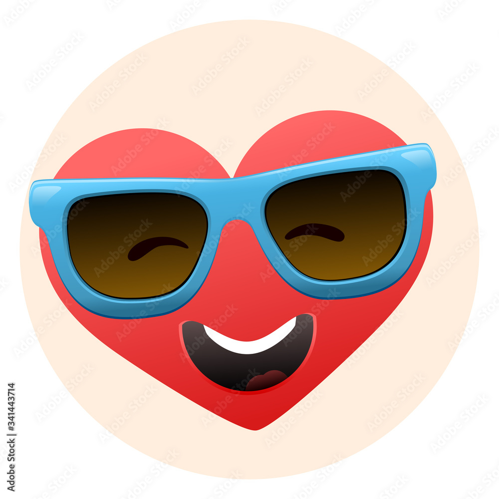 Happy heart character smiling with sunglasses. To see the other vector heart character illustrations , please check Cartoon Heart Characters collection.