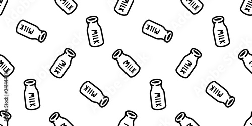 milk bottle seamless pattern vector cartoon scarf isolated repeat wallpaper tile background textile doodle illustration white design