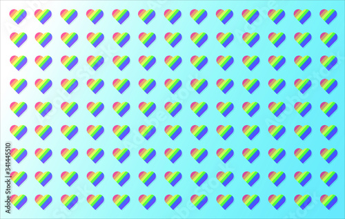 Heart rainbow color pattern with light blue background , pride day
