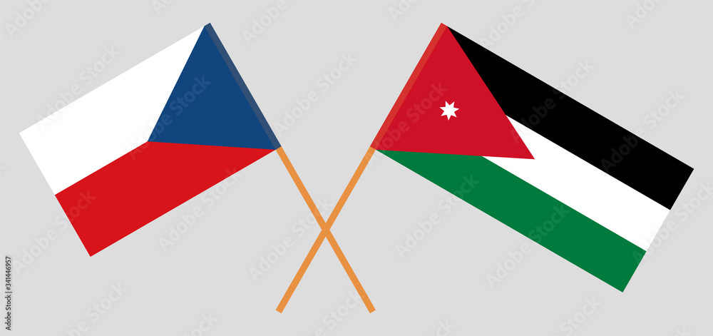Crossed flags of Jordan and Czech Republic Crossed flags of Jordan and Czech Republic