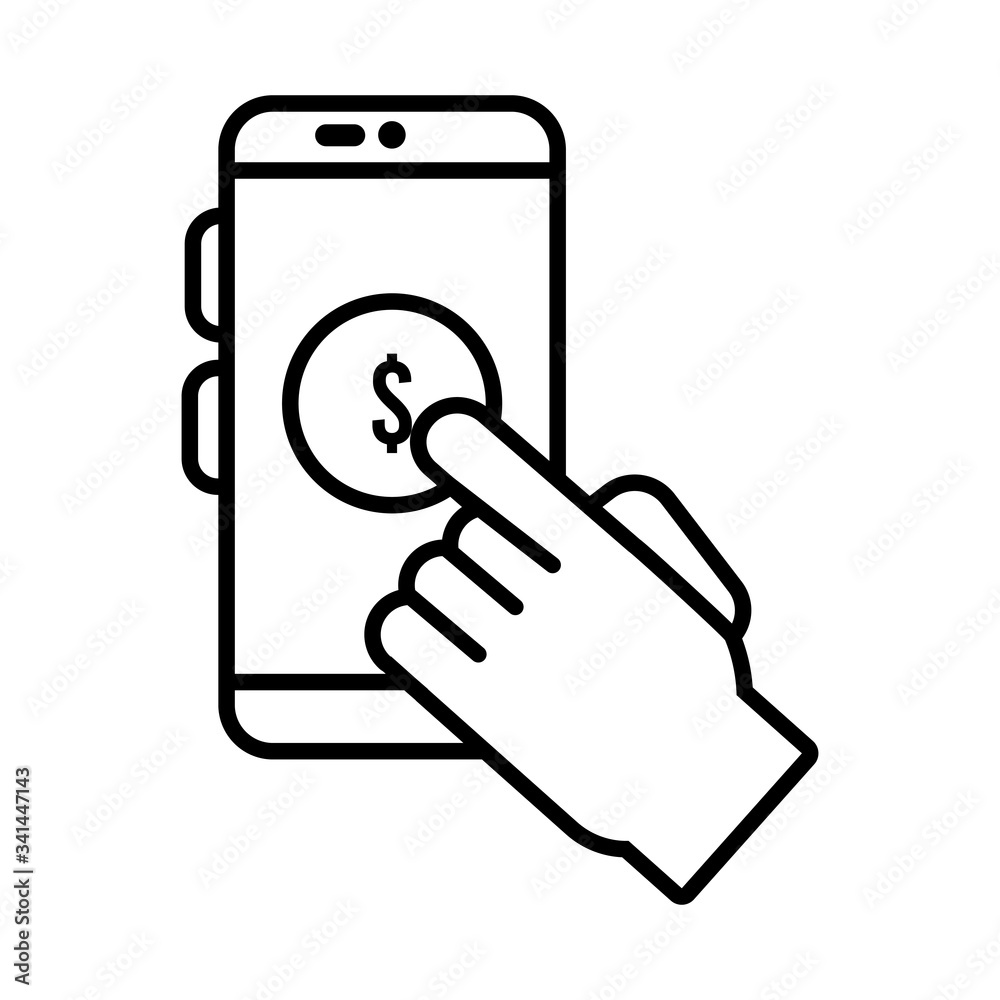 hand indexing doantion in smartphone solidarity line and fill