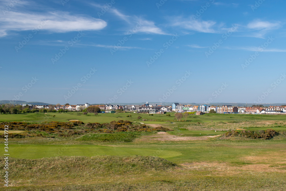 View looking towards Littlehampton Links Golf Course over deserted