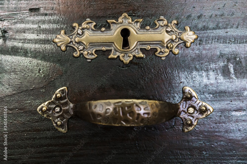 old wooden furniture with ornate fittings