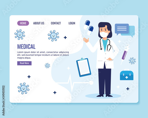 woman doctor with mask and coronavirus treatment
