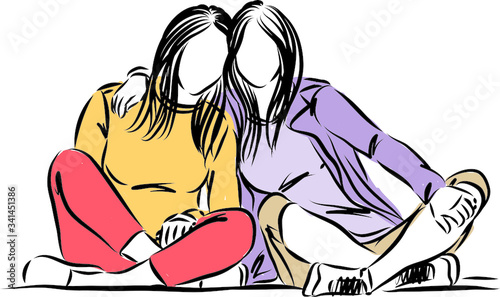 two women friendship concept vector illustration