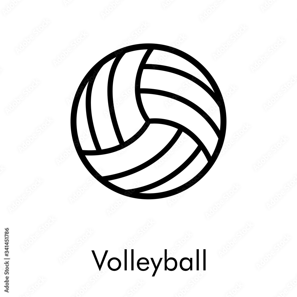 Símbolo Volleyball. Icono plano lineal pelota de voleibol en color negro Símbolo Volleyball. Icono plano lineal pelota de voleibol en color negro