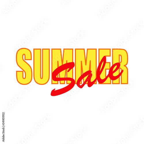 Logotipo con texto SUMMER Sale en rojo y amarillo