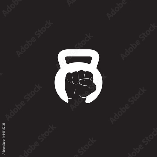 kettlebell strong hand gym fitness logo vector icon illustration