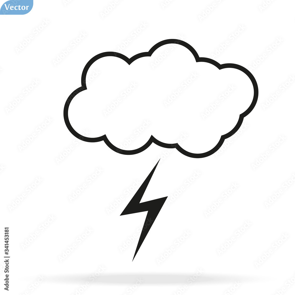 Cloud and lightning bolt vector sketch icon isolated on background. Hand drawn Cloud and lightning bolt icon. Cloud and lightning bolt sketch icon for infographic, website or app. Cloud and lightning bolt vector sketch icon isolated on background. Hand drawn Cloud and lightning bolt icon. Cloud and lightning bolt sketch icon for infographic, website or app.