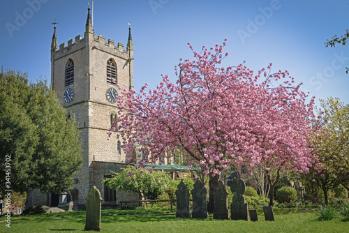 Hucknall Church Mary St Magdalene. Nottinghamshire church burial place for Lord Bryon and daughter Ada Lovelace.   photo