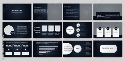 Blue business presentation templates slides . Vector infographics. 