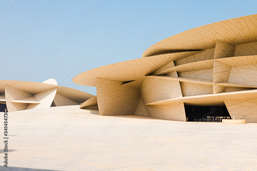 Doha, Qatar - March 2, 2020: Modern contemporary architecture National Museum of Qatar