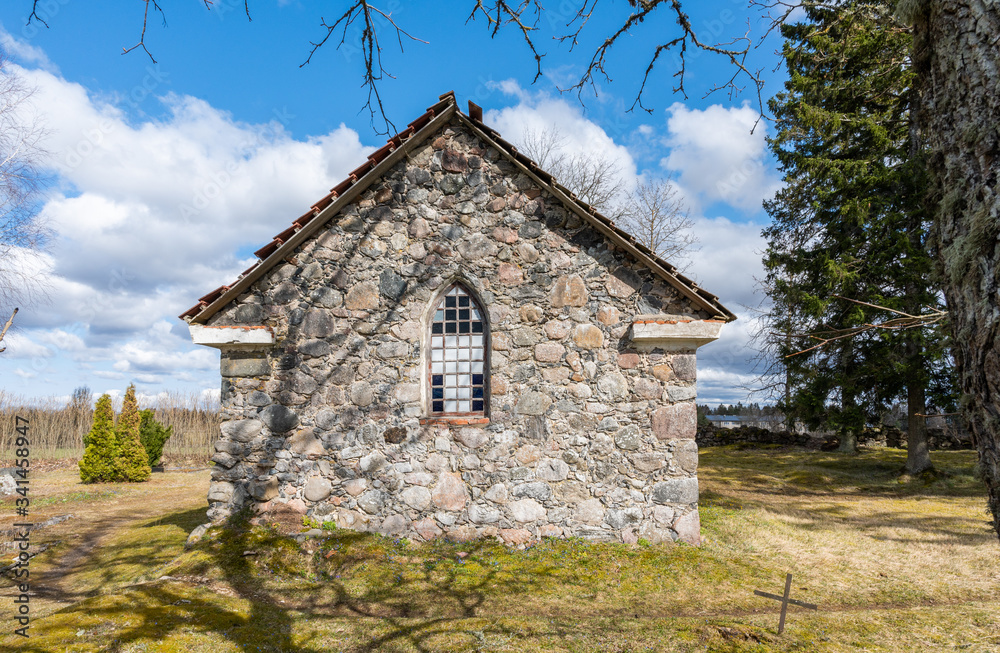 old village chapel in estonia europe