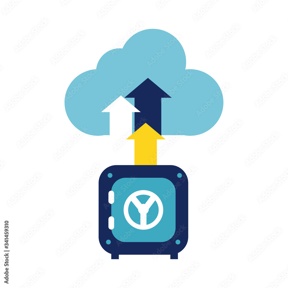 heavy bank box with cloud flat style icon heavy bank box with cloud flat style icon