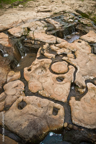 Huila, Neiva, Colombia: April 1, 2009: Fountain of Lavapatas, Archaeological Park of San Agustin photo