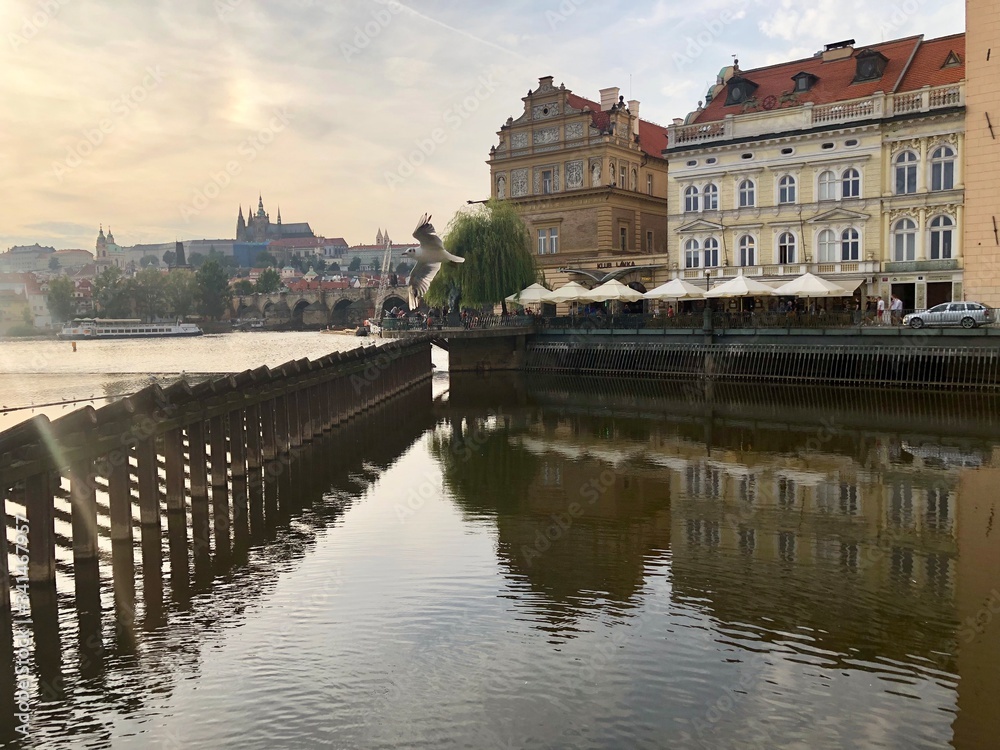 view of the river in prague czech republic view of the river in prague czech republic