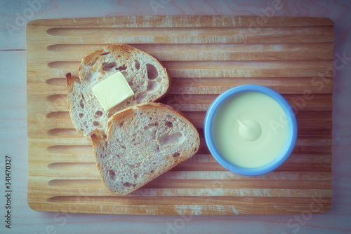 Bread and butter on a bread Board
