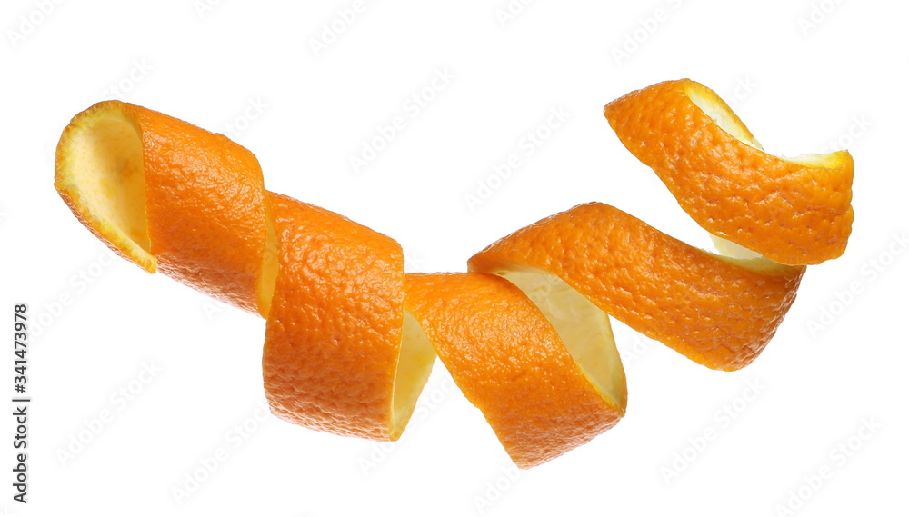 Swirly orange peel isolated on white background with clipping path Swirly orange peel isolated on white background with clipping path