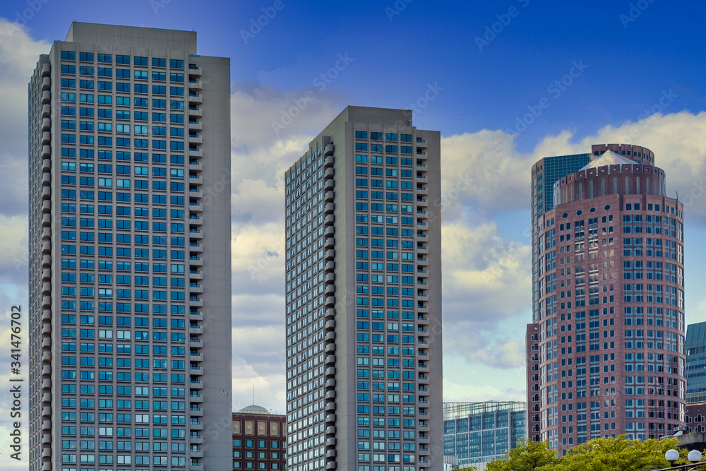 Three modenr office towers in Boston