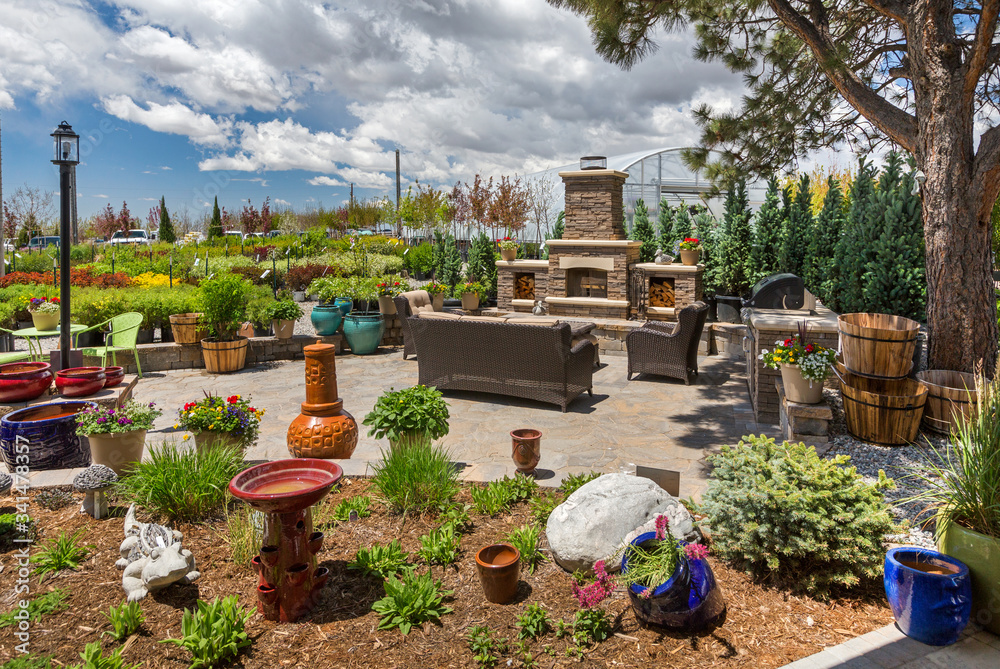Beautiful Outdoor Living Space with Fire Place and BBQ Grill/ Outdoor Kitchen Beautiful Outdoor Living Space with Fire Place and BBQ Grill/ Outdoor Kitchen