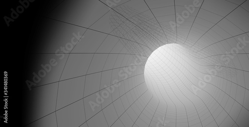 Wormhole abstract with a space-time grid