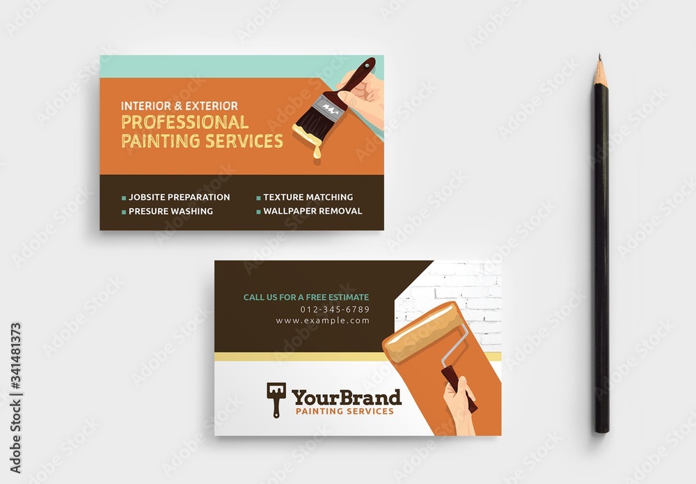 Painting Service Business Card Layout Stock Template Adobe Stock