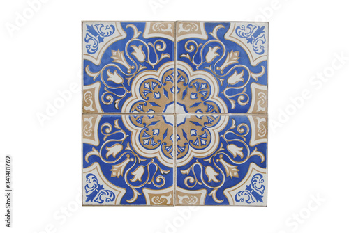 Padrão constituído por 4 azulejos em cerâmica portugueses photo