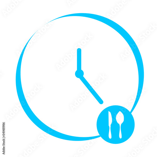 Eat time, clock, watch icon. Concept of UI design elements. Digital countdown app, user interface kit, mobile clock interface. It's time to lunch sign