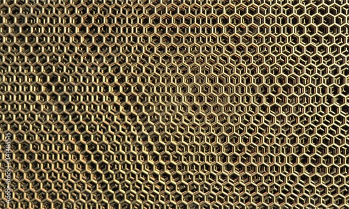 3d illustration in the form of a grid with cells in the form of honeycombs