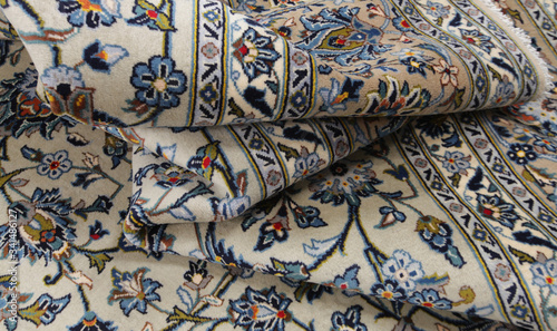 Old and modern Persian Colourful Arabesque and handmade carpet, rug gelim, patchwork, and Gabbeh with the pattern.