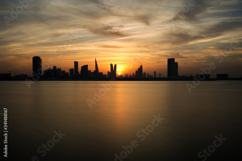 Beautiful Bahrain skyline at dusk with splendid cloud
