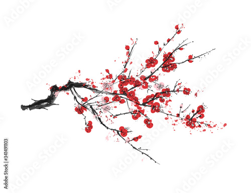 Realistic Cherry Blossom - Chinese or Japanese and Plum Tree. Love Symbol. Vector.