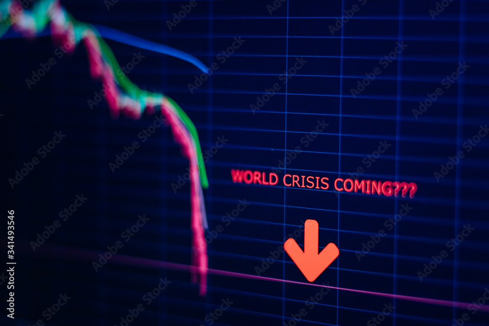 Naklejka premium forex chart stocks falling down crash