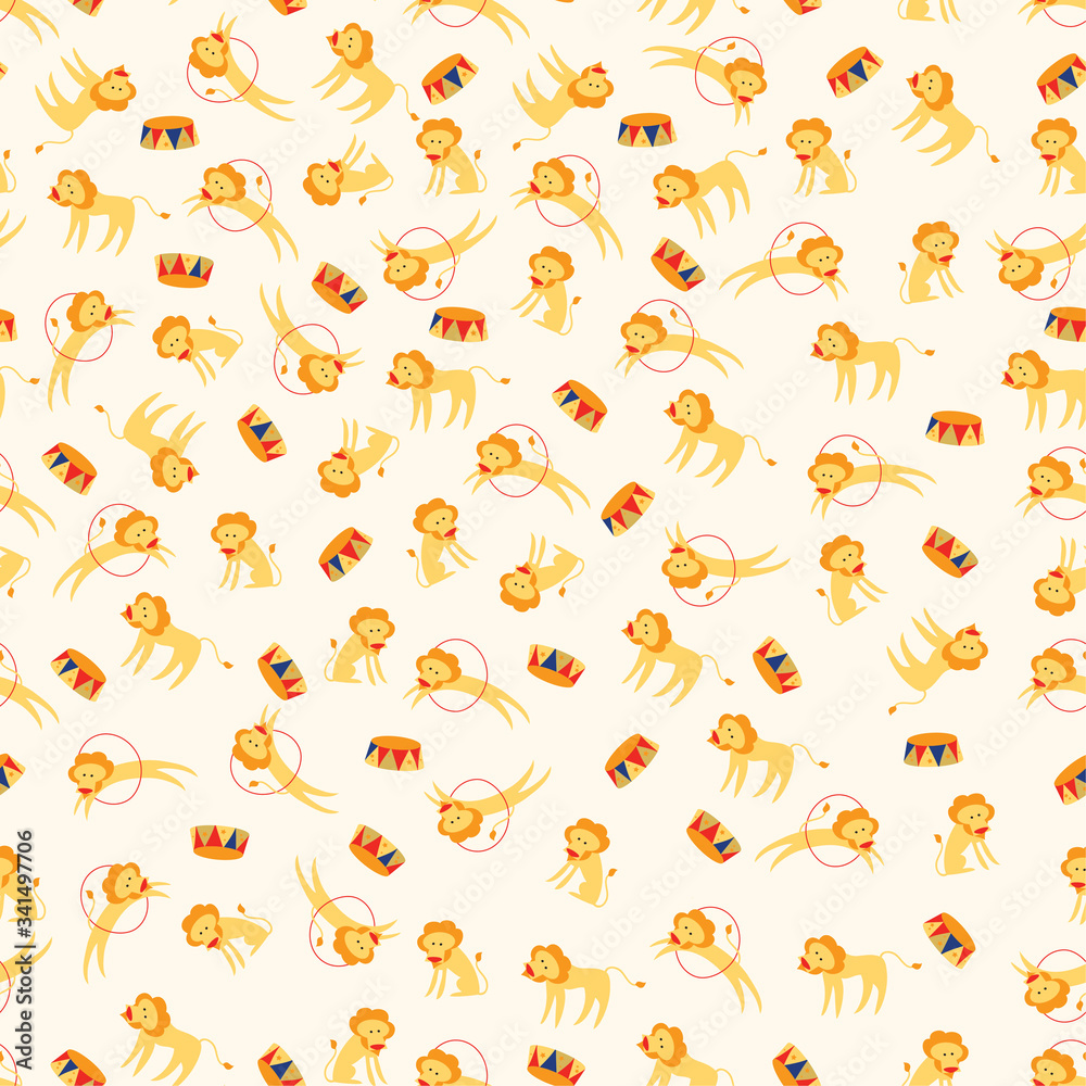 Seamless pattern of circus lion motif
Seamless pattern of circus lion motif