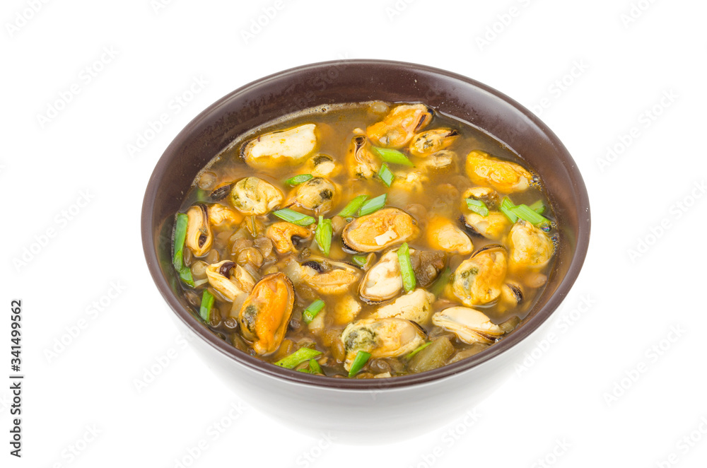 Hot spicy soup with mussels and vegetables Hot spicy soup with mussels and vegetables