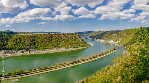 Bild auf Leinwand Rhine River with beautiful blue Sky