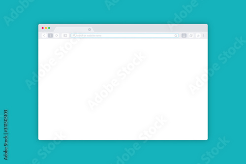 Simple Browser window. Interface web Browser. Web template window screen mockup. Internet empty page for web. Flat design internet browser template