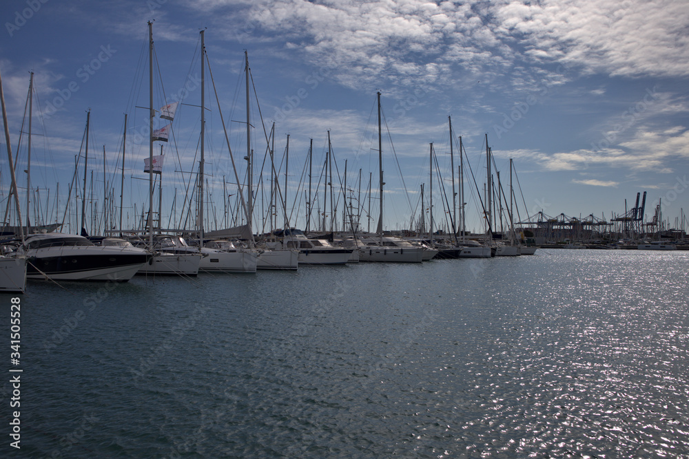 Fototapeta premium Pleasure boats moored in the port of Valencia