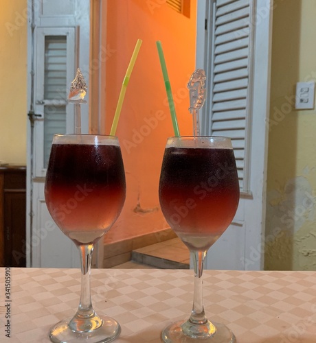 Glasses of sangria in an old setting