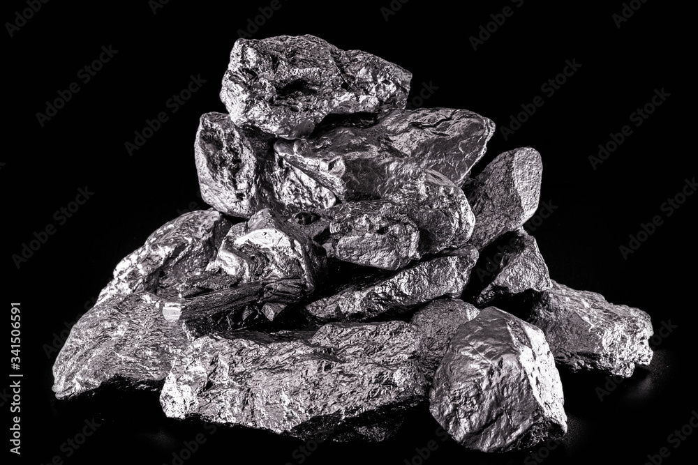 Fototapeta premium Palladium is a chemical element that at room temperature contracts in the solid state. Metal used in industry. Mineral extraction concept.