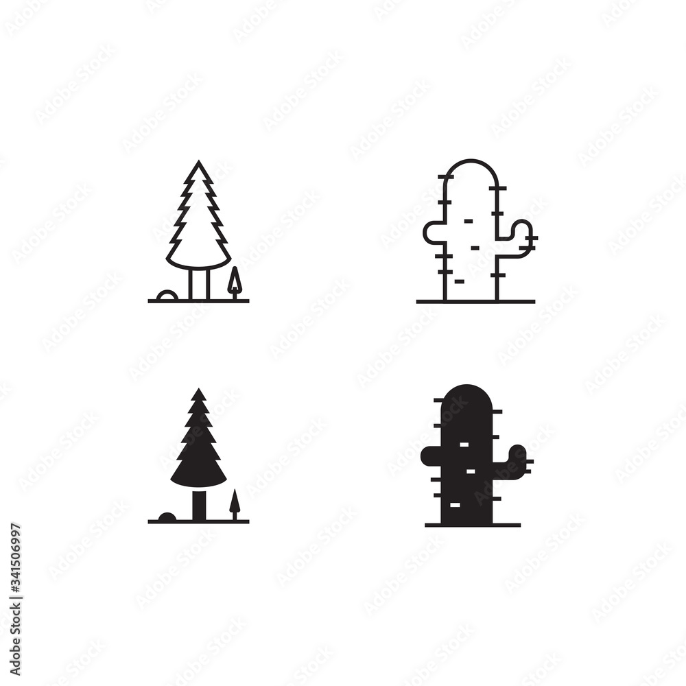 Tree Line and Solid Icon Logo Vector Symbol Tree Line and Solid Icon Logo Vector Symbol