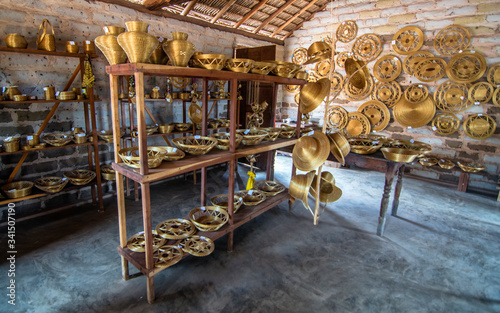 Golden grass (Capim Dourado) handcrafted good fair. Ferinha capim dourado, in Mumbuca village, Jalapao, Brazil.