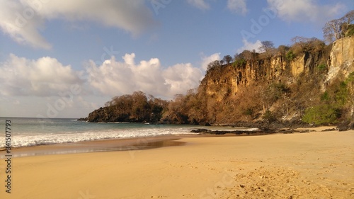 Praia do Sancho (Sancho beach), considered one of the most beautiful in the world, located in Fernando de Noronha, Brazil. photo